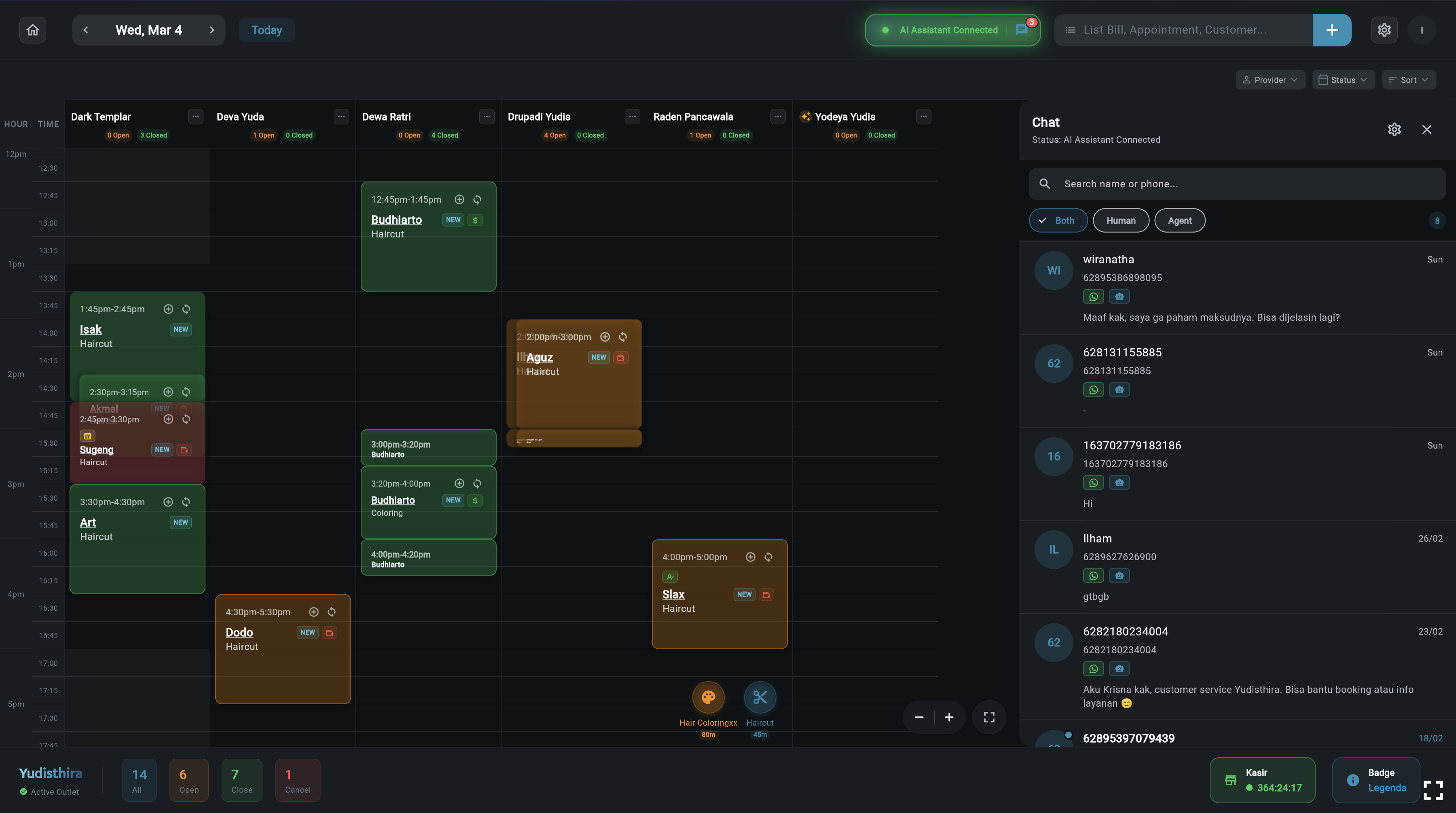 Karna appointment book interface displayed inside an iPad mockup